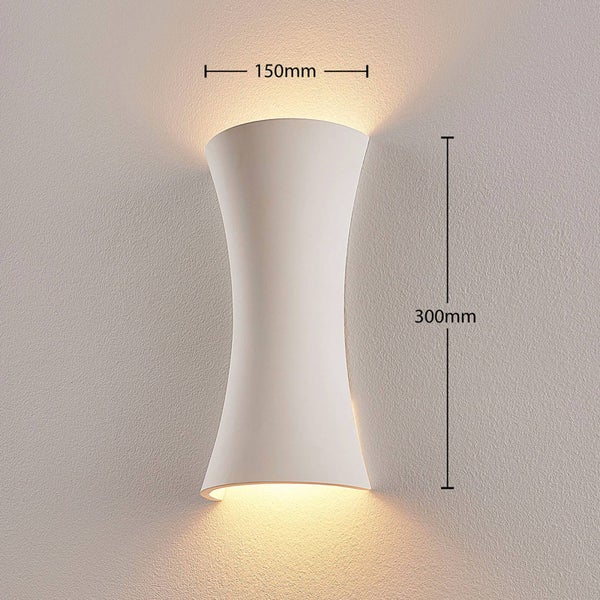 Lindby Wandleuchte, Wandlampe Innen Edon (Modern) in Weiß aus Gips/Ton (2 flammig E14) - Wandstrahler Wandbeleuchtung Schlafzimmer / Wohnzimmer Licht nach oben & unten Schlafzimmerleuchte