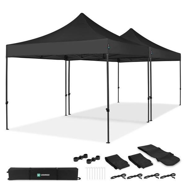 VONROC Pavillon 6x3m wasserdicht stabil - Partyzelt EasyUp System [3Min Aufbau] Popup Faltpavillon modular erweiterbar als Festival Zelt, Gartenpavillon