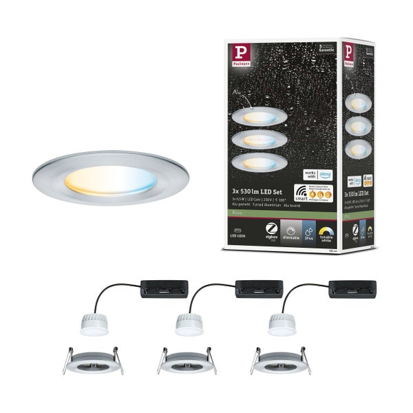 LED Einbauleuchte Nova Coin IP44 rund 78mm Tunable White 3x6W 3x530lm 230V Alu gedreht Aluminium