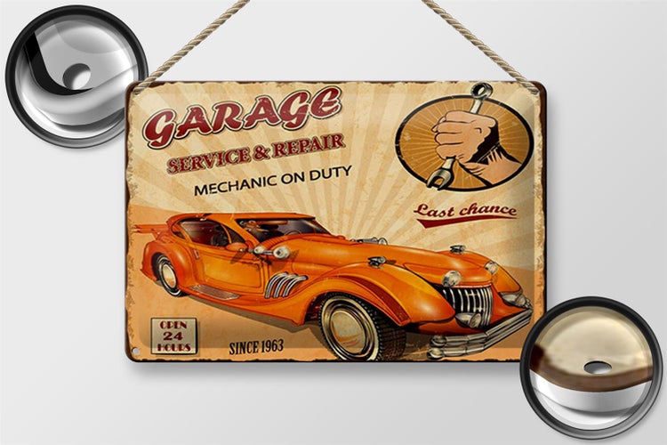 Blechschild Spruch 30x20cm Garage Service mechanic on duty