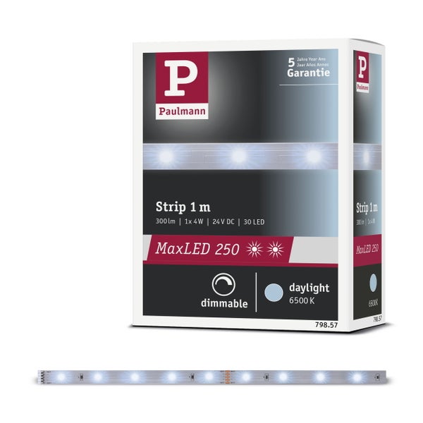 Paulmann MaxLED 250 LED-Streifen, 1 Meter, dimmbar, Tageslicht, 6500 Kelvin