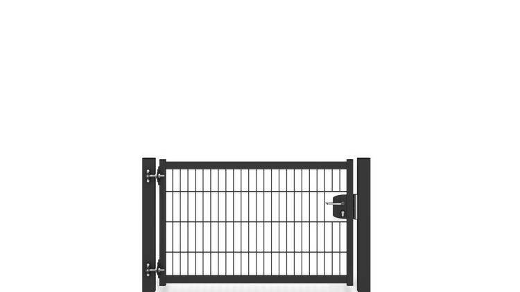 Gartentür ZAUNGURU BASIC-Line aus Metall, Höhe: 83cm, Breite: 150cm, 1-flügelig inkl. Pfosten, Locinox-Schloss und Zubehör, Feuerverzinkt und zusätzlich in RAL 7016 Anthrazitgrau pulverbeschichtet