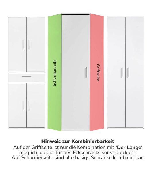 mokebo Eckschrank in Weiß 'Der Lange', Schrank, Aufbewahrungsschrank oder Mehrzweckschrank