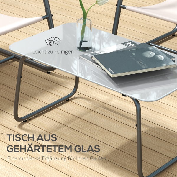 Outsunny 4-tlg. Gartenmöbel-Set, 110L x 70B x 70H cm, Stahl, Mesh, weiß