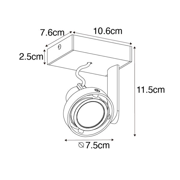 Technische Zeichnung einer Deckenleuchte mit Maßen.