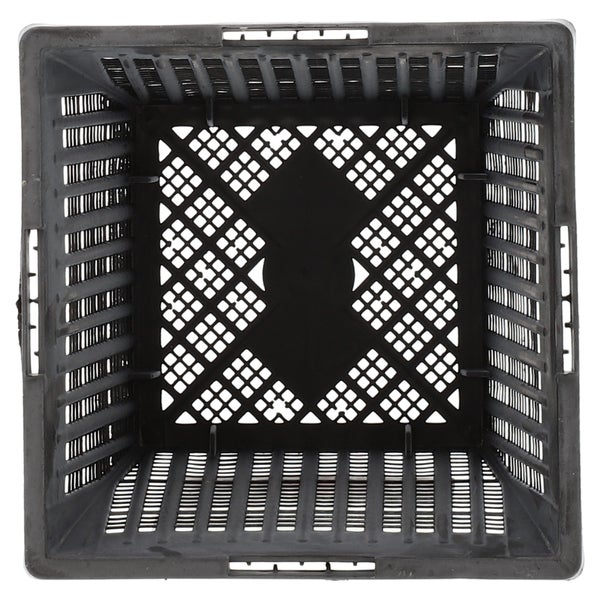 Schwarzer Kunststoff-Lagerbehälter von oben