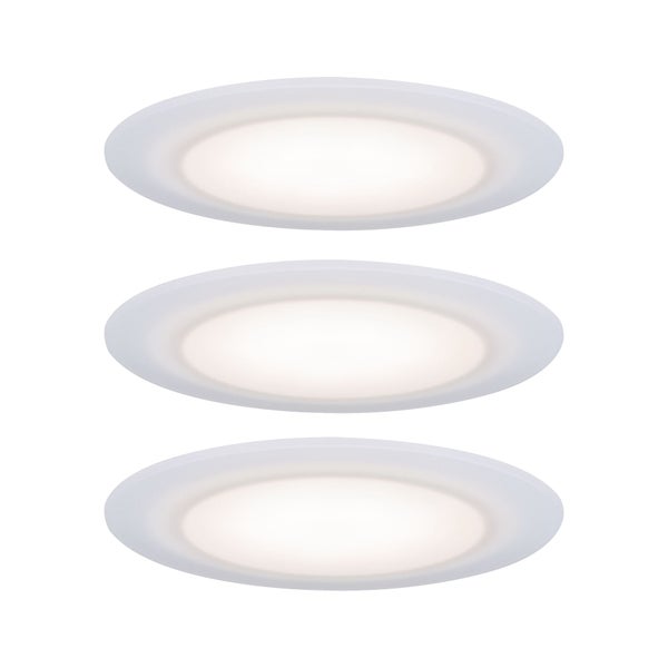Premium LED Einbauleuchte Suon Basisset IP44 rund 90mm 3x5W 3x450lm 230V dimmbar 2700K Satin, Weiß