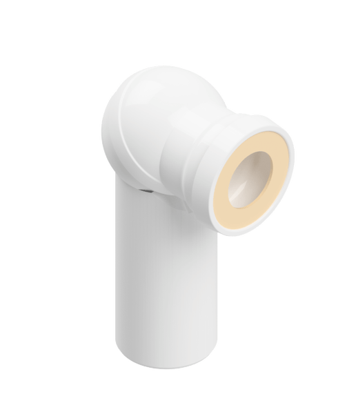 Toiletten-Anschlussbogen 90 Grad aus weißem Kunststoff für den Abfluss.