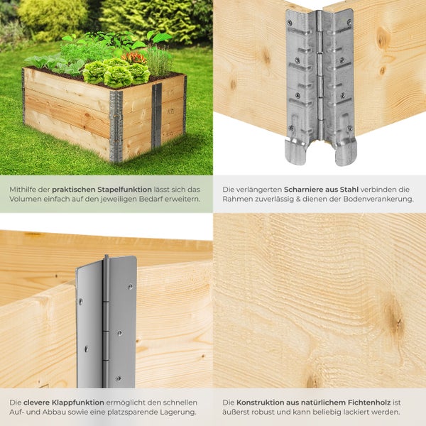 Hochbeet tectake  120 x 80 x 19 cm aus Holz holzdekor