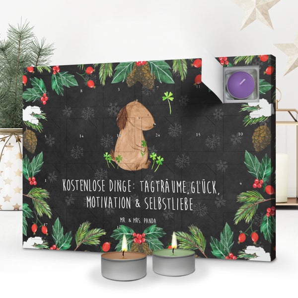 Mr. & Mrs. Panda Duftkerzen Adventskalender Hund Kleeblatt - Schwarz