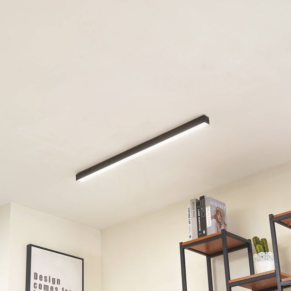 Lucande LED Deckenleuchte Teniona dimmbar mit Leselampe (Modern) in Schwarz aus Aluminium (1 flammig, ) - Lampe Deckenlampe Wohnzimmerleuchte