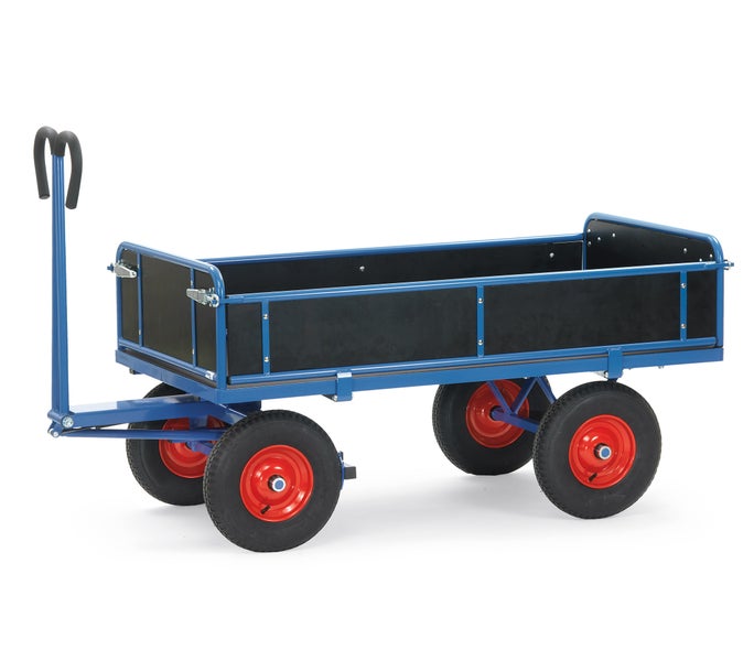 Fetra Handpritschenwagen mit Bordwänden, abklappbar, Zugöse an der Deichsel 400x100mm Luft-Bereifung 2000x1000mm Ladefläche