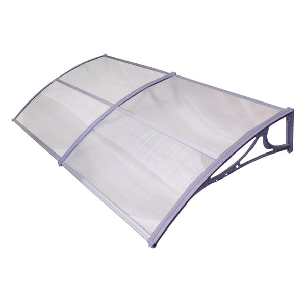 Vordach mit gewölbter Polycarbonat Platte und Kunststoff Wandhalterungen
