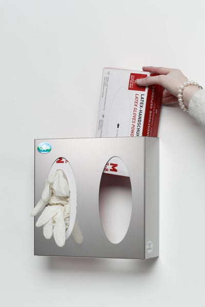 PROREGAL Robuster Wandspender Für Handschuhe 2 Fach HxBxT 25 x 25,5 x 8 cm Edelstahl Silber