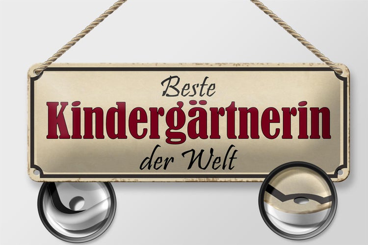 Blechschild Spruch 27x10cm beste Kindergärtnerin der Welt Dekoration