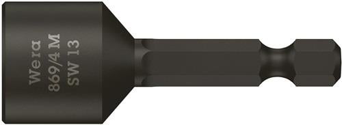 Wera Steckschlüsseleinsatz 869/4M mit 6-kant-Antrieb Schlüsselweite 13 mm Länge 50 mm mit Magnet - 5060428001