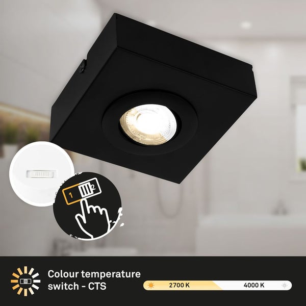 CTS LED ceiling light, black, 1xLED-platine/4W