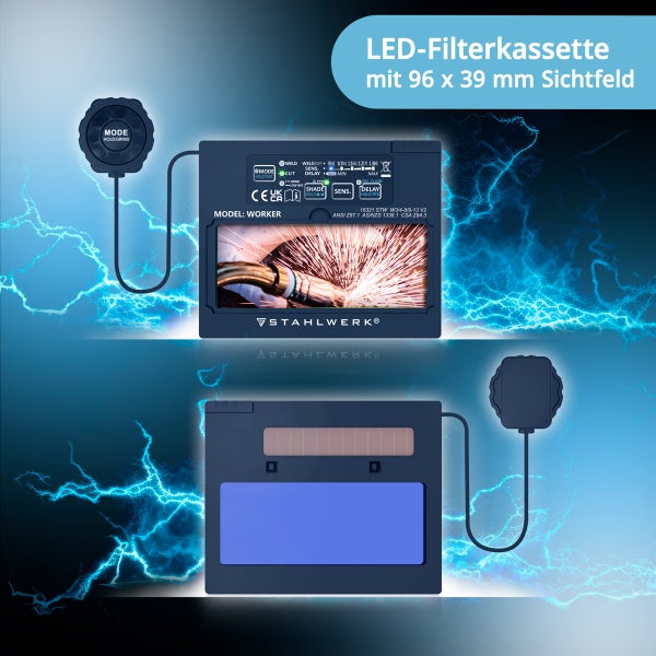 LED-Filterkassette mit 96 x 39 Millimeter Sichtfeld für Schweißarbeiten