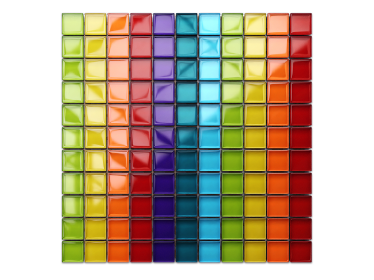 Glasmosaik auf Netz für Bad und Küche 30cm x 30cm  - Rainbow river