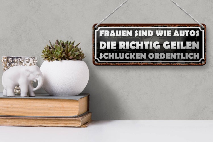 Blechschild Spruch 27x10cm Frauen sind wie Autos Dekoration