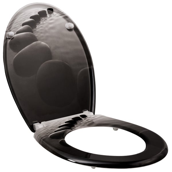 WC-Sitz tectake  45,5 x 38 x 5 cm mit Motiv stein-optik