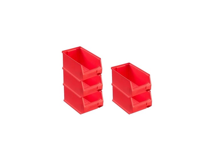 PROREGAL SparSet 5 x Rote Sichtlagerbox 3.0 HxBxT 12,5 x 14,5 x 23,5 cm 2,8 Liter Sichtlagerbehälter Sichtlagerkasten