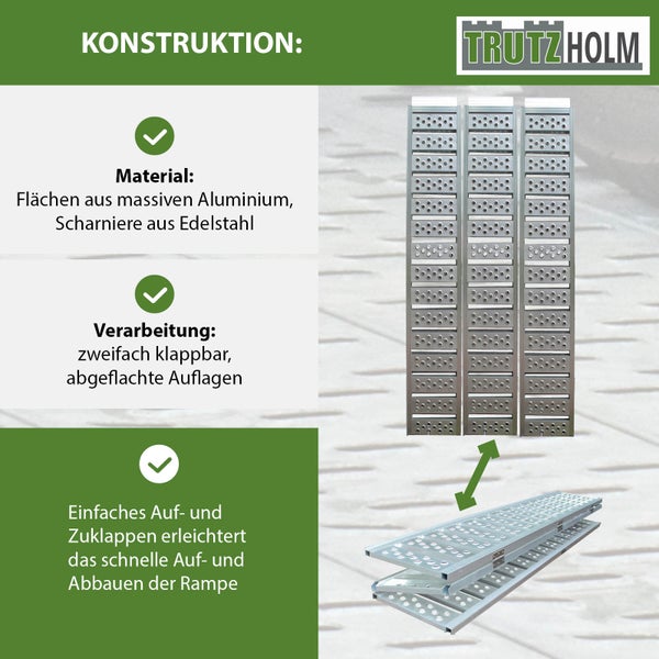 DREIBREIT by TRUTZHOLM 3-fach Auffahrrampe klappbar 215cm 1020kg Alu gelocht Verladerampe