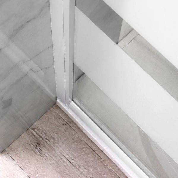 Eckeinstieg 75x75 mit Glasdekor, Profilfarbe Weiß | Venere