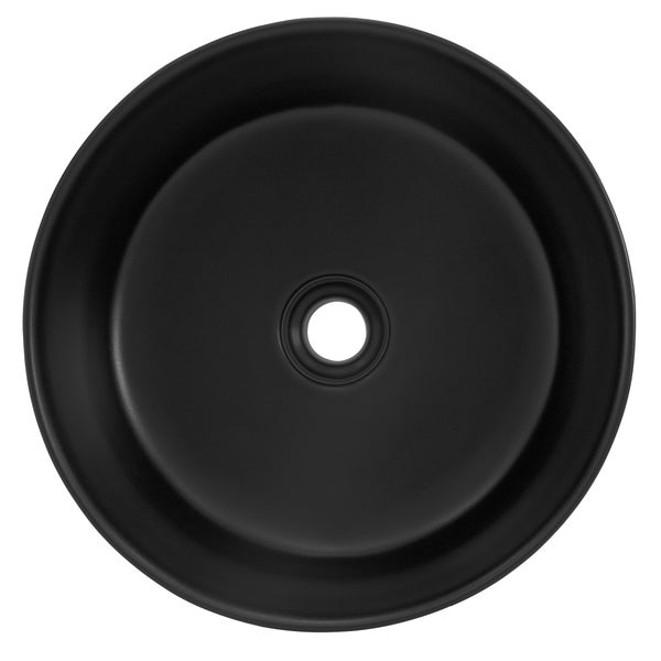 ML-Design Waschbecken Keramik Schwarz matt Ø 41x18 cm Rund inkl. Ablaufgarnitur, Moderne Aufsatzwaschbecken, Design Waschtisch Aufsatz-Waschschale Waschplatz Handwaschbecken, für Badezimmer / Gäste-WC
