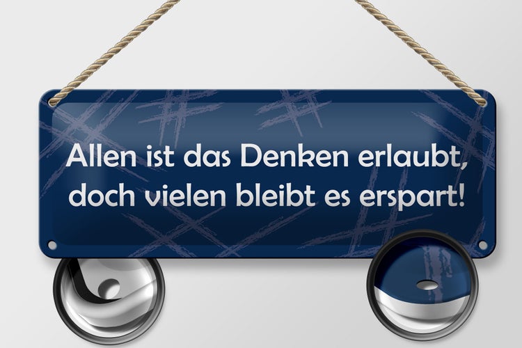 Blechschild Spruch 27x10cm allen ist das Denken erlaubt Dekoration