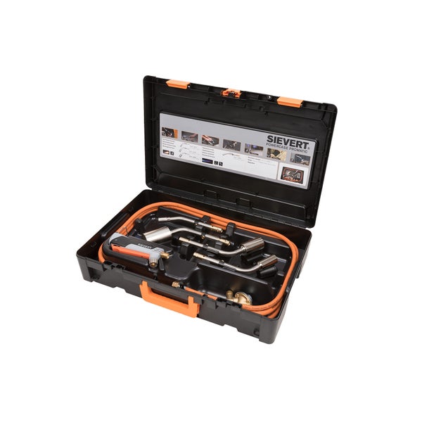 Sievert Powercase Promatic Lötbrenner Set in geöffnetem Werkzeugkoffer