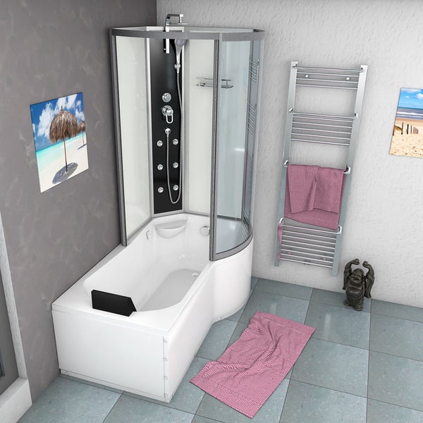Wanne Dusche Kombination Weiß K50-L00-EC 170x100
