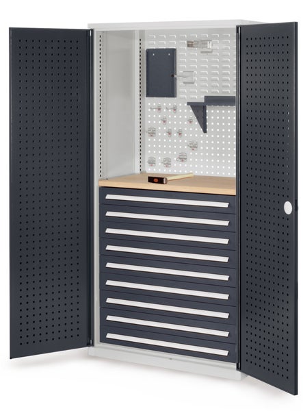 Werkzeugschrank mit Schubladen und Lochwand für Werkzeugaufbewahrung