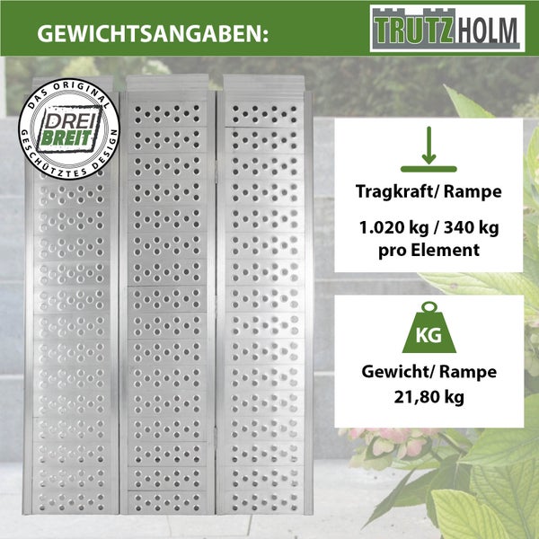 Trutzholm Logo, Gewichtsangaben, Tragkraft Rampe 1020 kg, Gewicht Rampe 21,80 kg