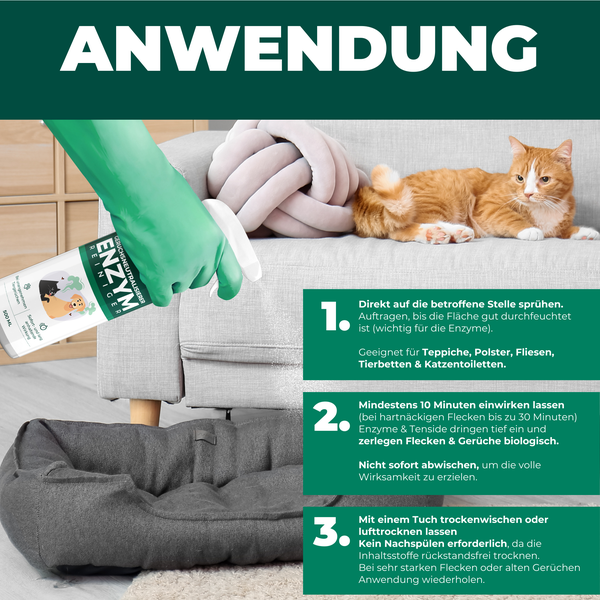 Silberkraft Enzymreiniger Spray 500 ml, Starker Geruchsentferner, Fertige Lösung gegen Hundeurin und Katzenurin, Geruchsneutralisierer sofort wirksam – Ideal für Katzenklos, Teppiche, Sofas und viel mehr