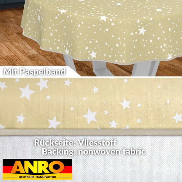 Tischdecke mit Sternenmuster und Paspelband