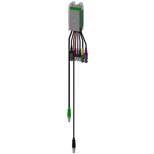 LED-Controller mit mehreren Anschlusskabeln und Steckverbindungen für Beleuchtungssysteme.