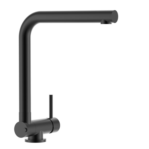 Wasserhahn Vorfenster Küchenarmatur, Umklappbar 4,5 CM, mit 360° schwenkbarem L-Auslauf, Schwarz Matt