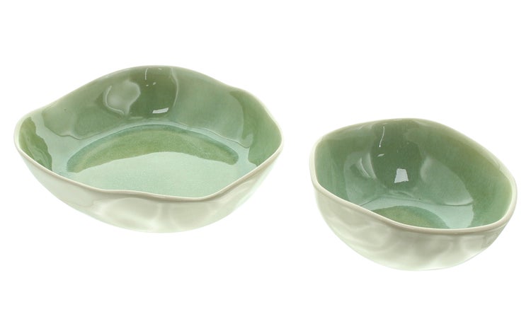 FRANK FLECHTWAREN|Schüssel Organic, 2er Set, 15 x 13 x 6 cm, 21 x 19 x 5 cm, PORZELLAN