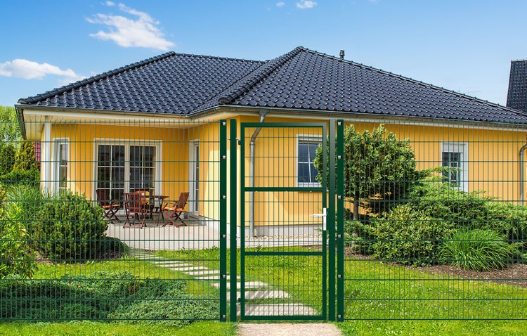RAZO Zauntor Metall 1m Gartentür  Breite 106  x Höhe 206 cm Moosgrün, inkl. Griff, Schloss und Schlüssel I Gartenpforte Einfahrtstor Hoftür