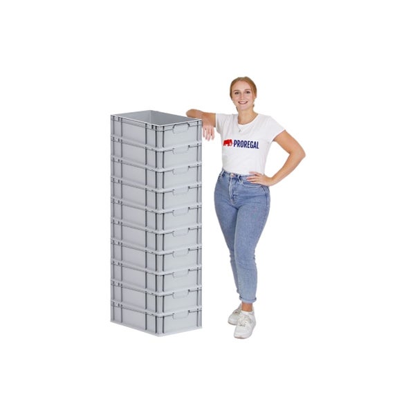 PROREGAL Spar Set 10x Eurobox Nextgen Economy Mit Scharnierdeckel & Roten Schiebeschnappverschlüsse Griffe Geschlossen HxBxT 17 x 40 x 60 cm 34 Liter
