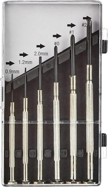 kwb Präzisions-Schraubendreher Schlitz / Flach Set für Fein-Mechanik, Mini-Schraubenzieher f. Uhrenmacher / Feinmechaniker, Werkzeug-Satz in Aufbewahrungs-Box, mit Grip-Oberfläche und Metall-Drehkappe