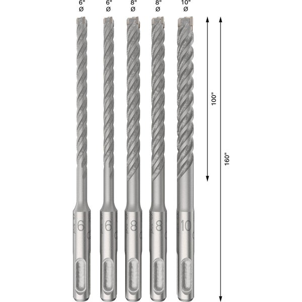 Bosch PRO SDS plus-5X Hammerbohrer-Set 6/6/8/8/10 mm 5-tlg. - 2608833911