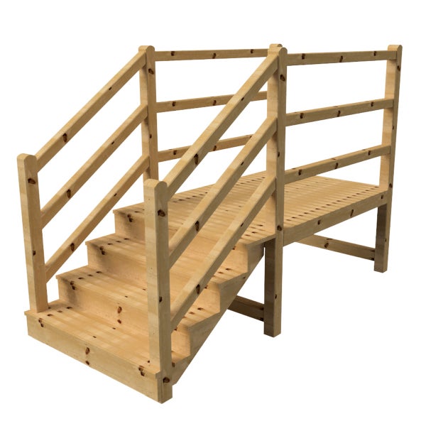 Holztreppe mit Geländer für den Außenbereich