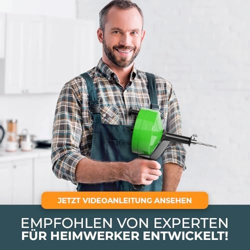 MEISTERFAKTUR Rohrreinigungsspirale [10M] - mit Bohraufsatz - Ideale Abflussspirale für eine umweltfreundliche Rohrreinigung - Die stabile Rohrspirale für echte Heimwerker! (10M - 0,64CM)