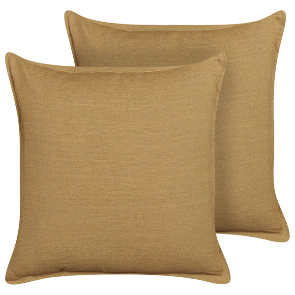 Dekokissen 2er Set SUBULATA Leinen 45 x 45 cm Senfgelb Ohne Muster