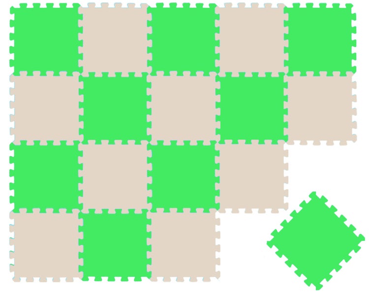Quadratische Puzzlemattenteile mit Stecksystem zur Bodenverlegung.