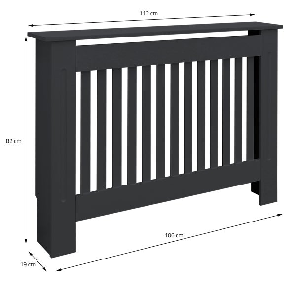 ECD Germany Heizkörperverkleidung Landhausstil 112x19x82cm Anthrazit aus MDF lackiert für Schlafzimmer Wohnzimmer Heizungsverkleidung Heizkörperabdeckung Heizungsabdeckung Heizung Heizkörper Abdeckung