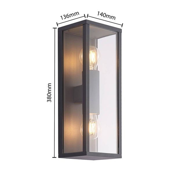 Lindby Wandleuchte außen Peldar (spritzwassergeschützt (Modern) in Schwarz aus Aluminium (2 flammig, E27) - Außenwandleuchten Wandlampe Led Außenlampe Outdoor für Außenwand/Hauswand