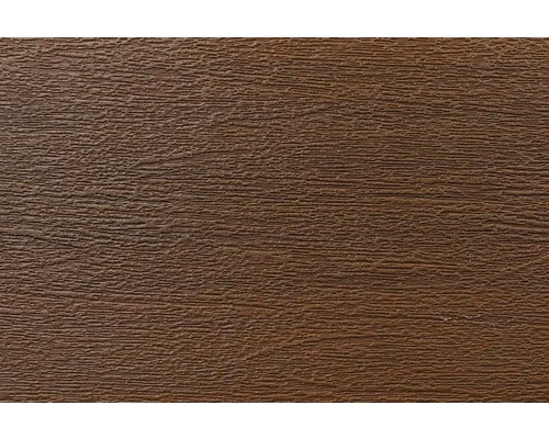 Nahaufnahme einer braunen strukturierten Oberfläche in Holzoptik aus Wood-Plastic-Composite.